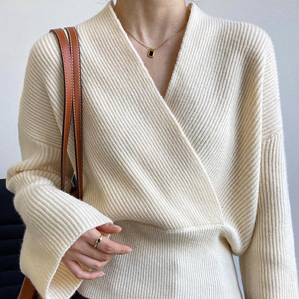 Women's v-neck long sleeve sweater