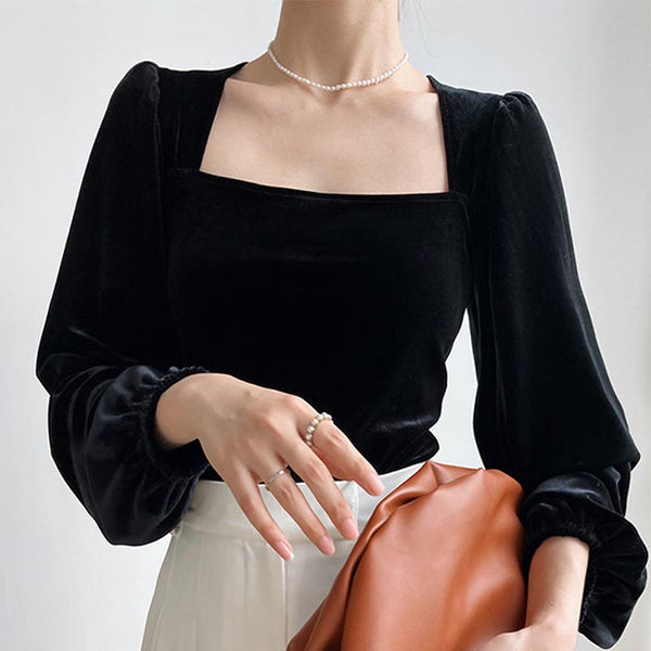 Long sleeve square neck top