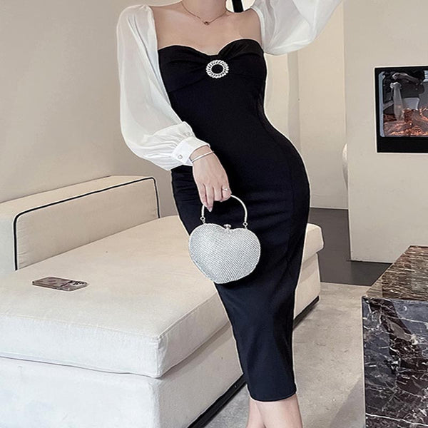 Sexy strapless long sleeve party dresses