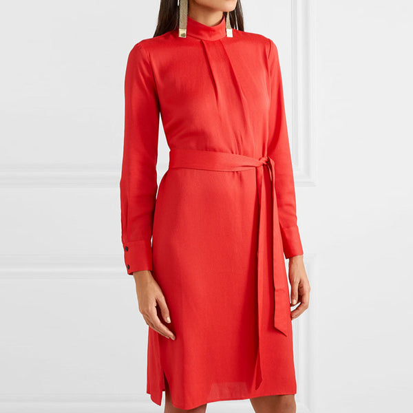 Hot stand collar solid color cocktail dresses
