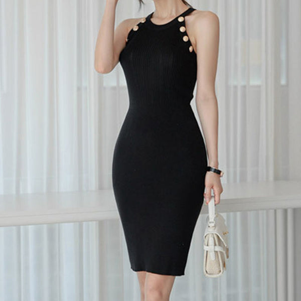 Sexy pearl embellished sheath sweater dresses