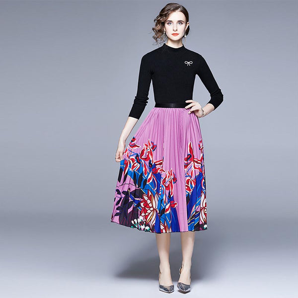 Women's fashion floral skirt suit