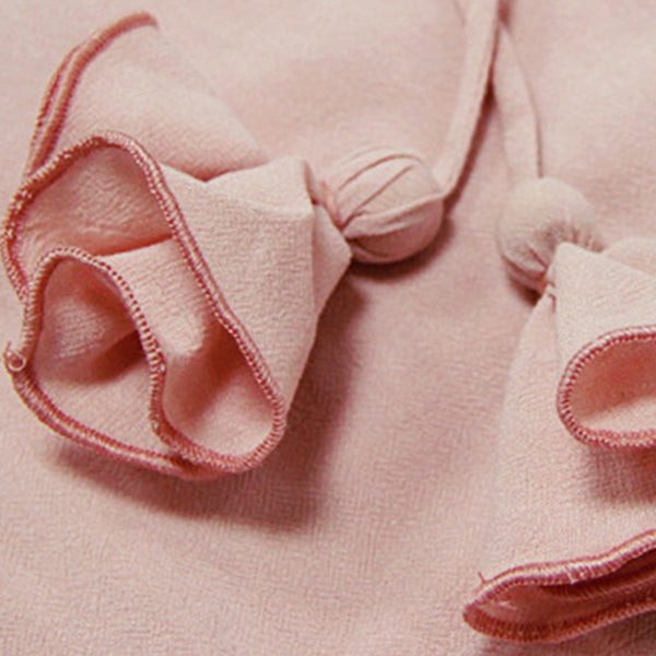 Pink long sleeve waist blouses