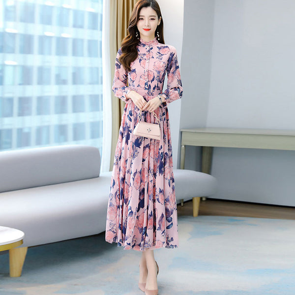 Floral long sleeve empire waist maxi dresses