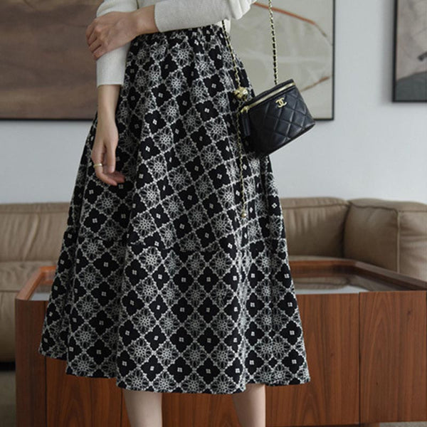 Stylish plaid high waist a-line skirts