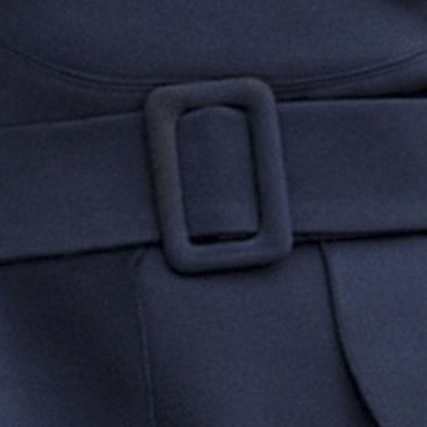 Navy blue ruffle belted slip dresses