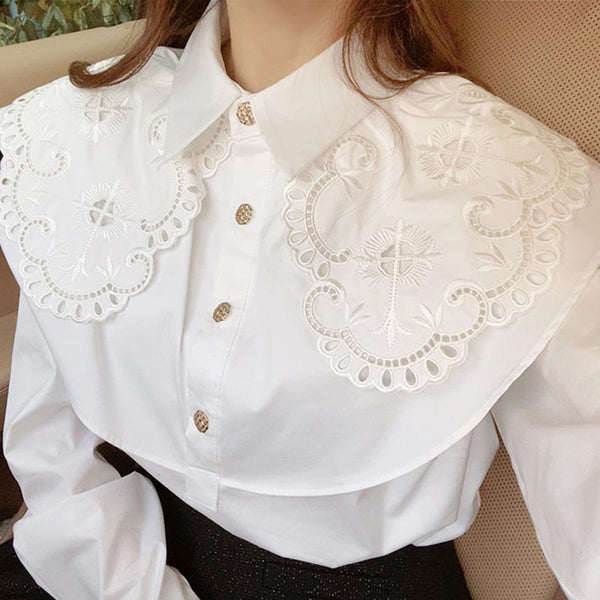 Ruffled vintage single-breasted blouses