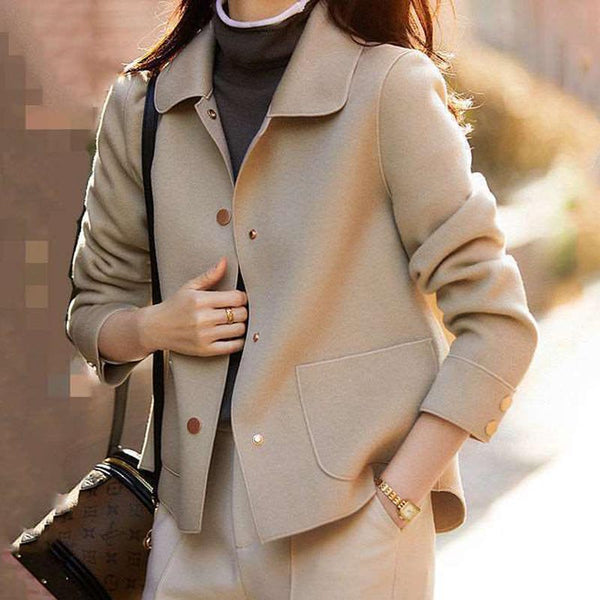 Brief solid long sleeve button up coats