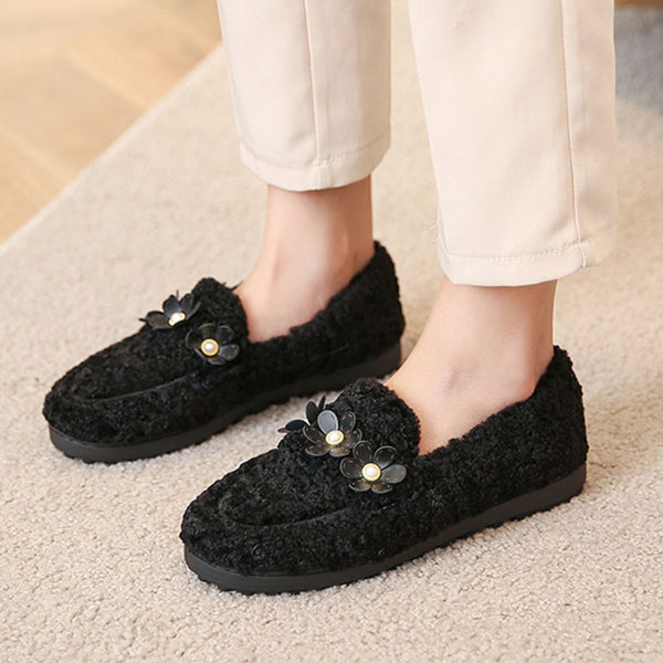 Flower slip on  round toe loafers