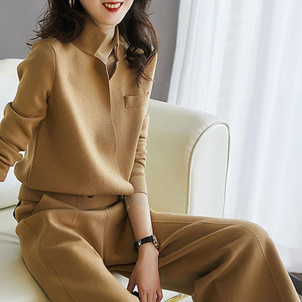 Elegant solid lapel long sleeve coats and slim skirts suits