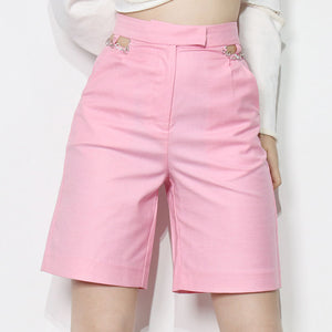 High waisted solid shorts