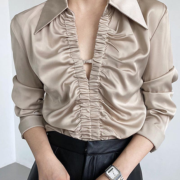 Women's long sleeve linen blouse shirt