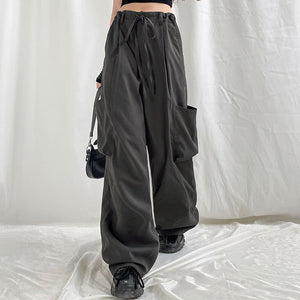 Casual belted loose sporty pants
