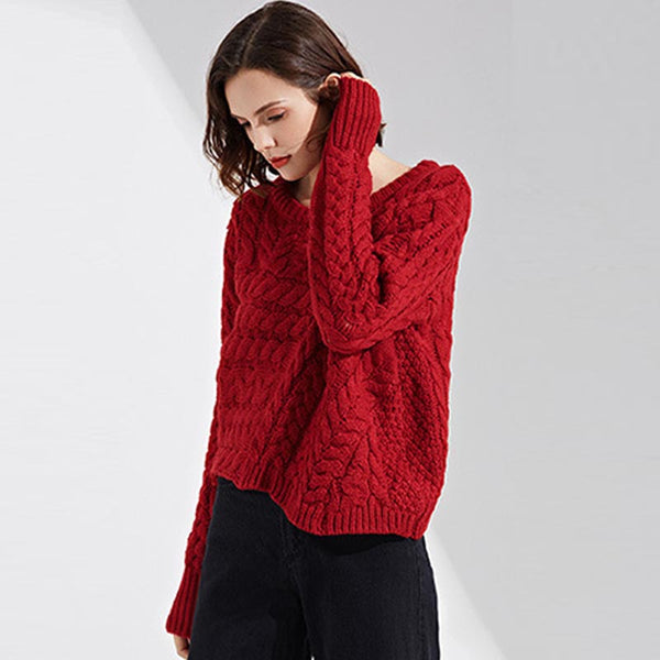 Asymmetric cable-knit sweaters