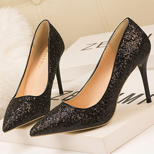 Gradient sequin low-fronted high heels