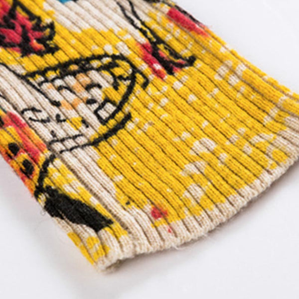 Print bat sleeve knit sweaters