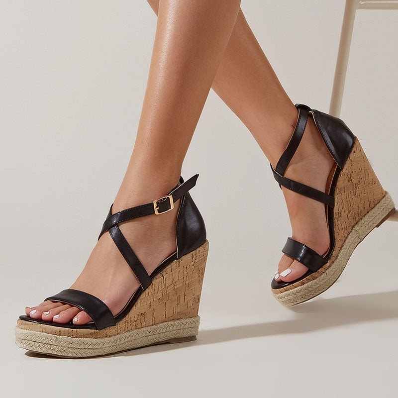Women's Open Toe Ankle Strappy Wedge Sandals