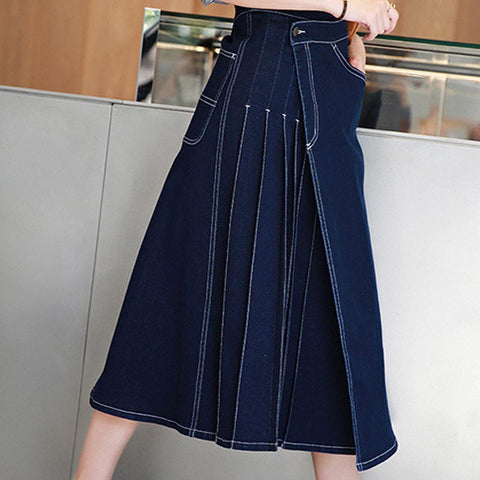 Brief denim high waist a-line skirts