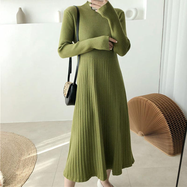 Women long sleeve autumn knit dresses