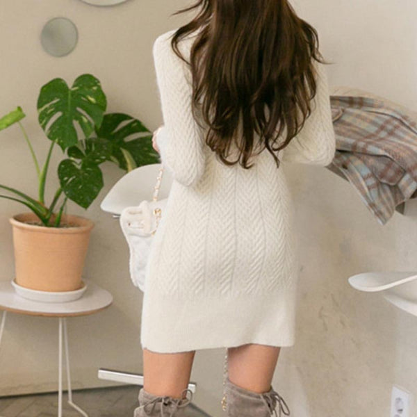 Turtleneck solid elegant sweater bodycon dresses