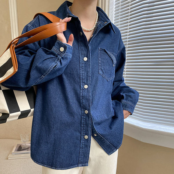 Vintage casual denim blouse