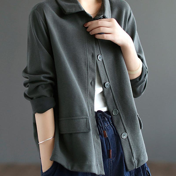 Vintage solid lapel long sleeve single breasted coats