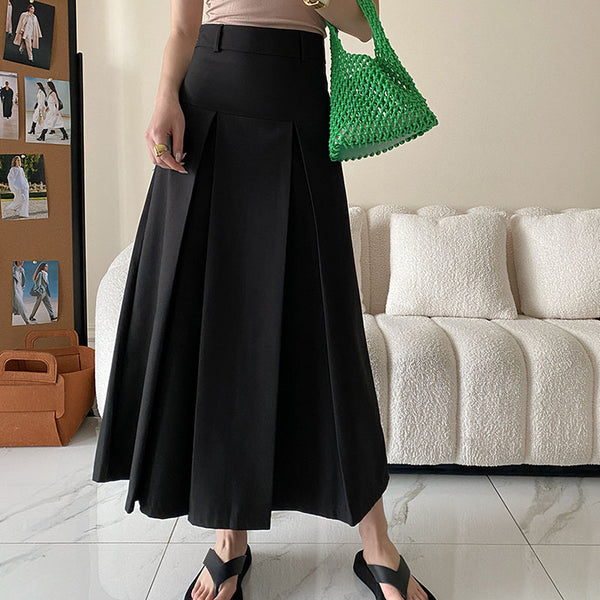 Elegant solid a-line pleated skirts