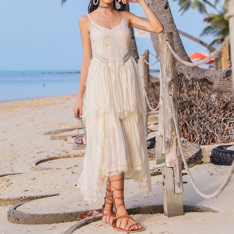Summer Boho Strap Casual Long Dress Flowy Beach Maxi Dress