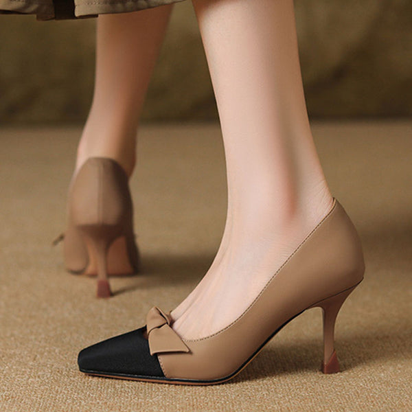 Bowknot decoration pointed toe heels
