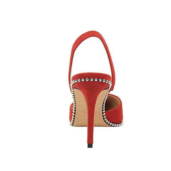 Beaded ankle strap heeled sandals