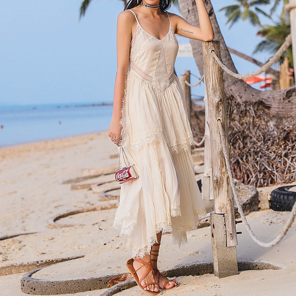 Summer Boho Strap Casual Long Dress Flowy Beach Maxi Dress