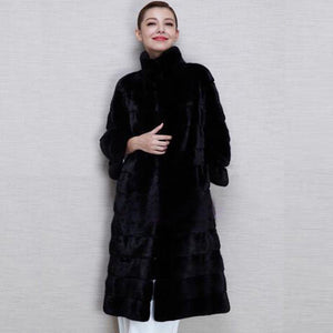 Stand collar fluffy faux fur coats