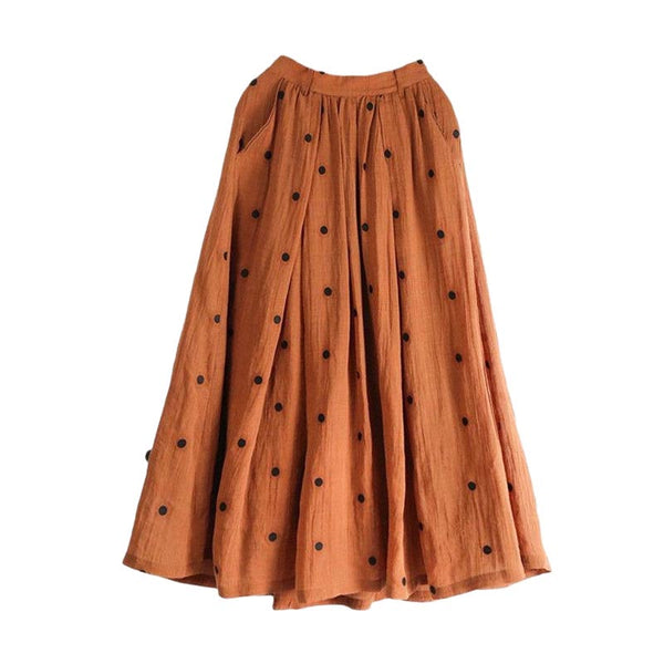 Brief dot print high waist a-line skirts
