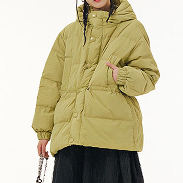 Casual solid hoodied long sleeve down coats