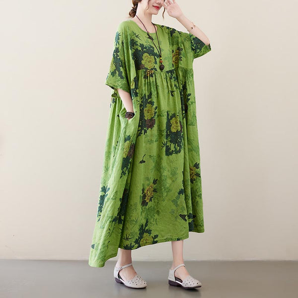 Women's floral print loose midi dresses