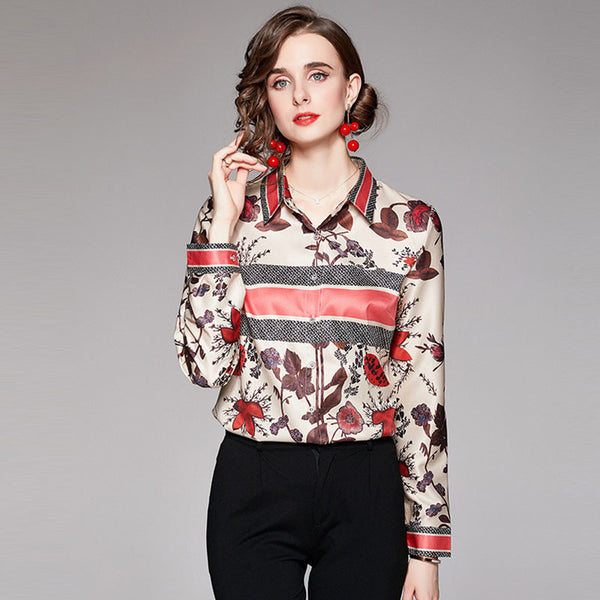 Long sleeve print button-front shirts
