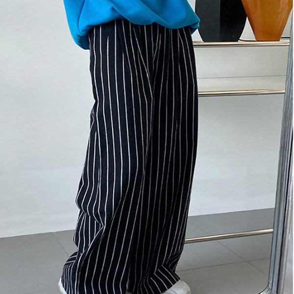 Vintage linen stripe high waist wide leg pants