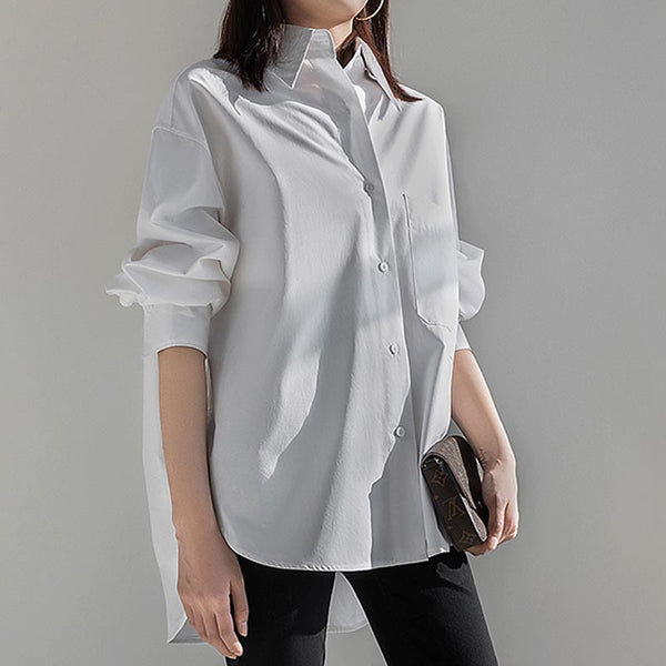 Casual button down loose blouse