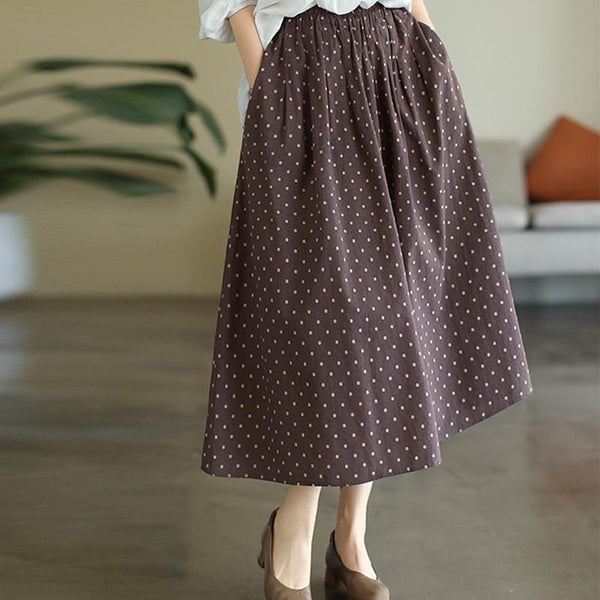 Brief dot elastic wasit a-line skirts