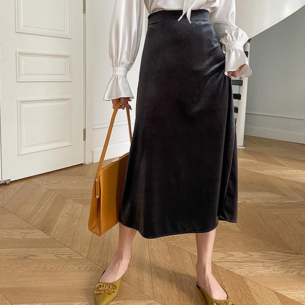 Vintage velvet high waist a-line skirts