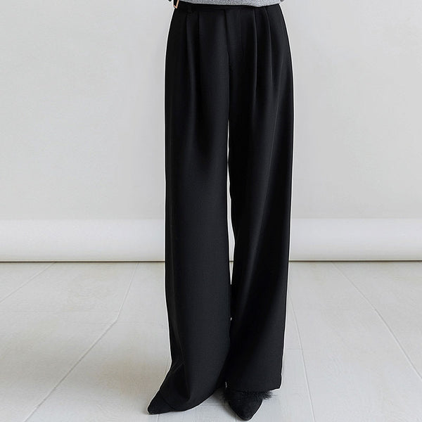 Brief solid belted wide leg pants