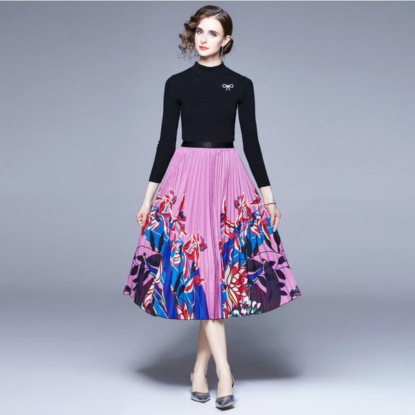 Women's fashion floral skirt suit