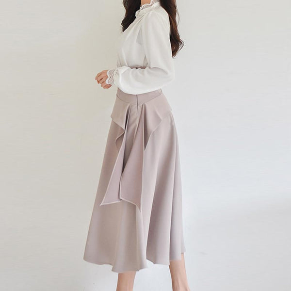 Chiffon lace transparent ruffled skirt suits