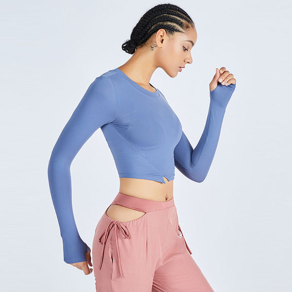 Long sleeve cropped active tops