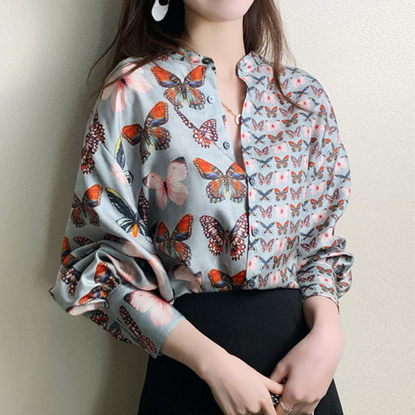 Flolral print long sleeve blouse