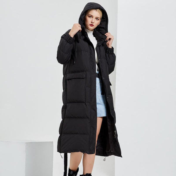 Women's thicken down coat with detachable sleeves